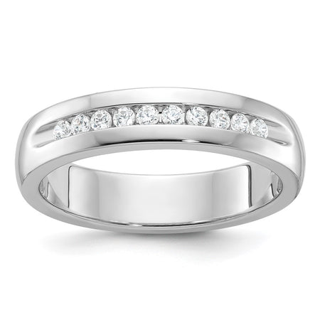IBGoodman 14k White Gold Men's Polished and Grooved 10-Stone Ring Mounting (B90513-4W)