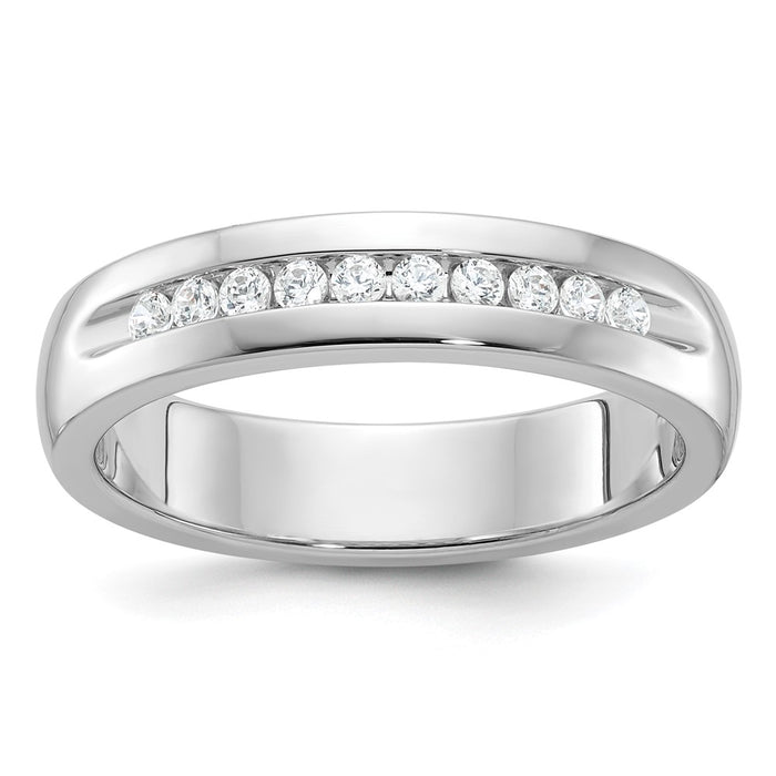 IBGoodman 14k White Gold Men's Polished and Grooved 10-Stone Ring Mounting (B90513-4W)