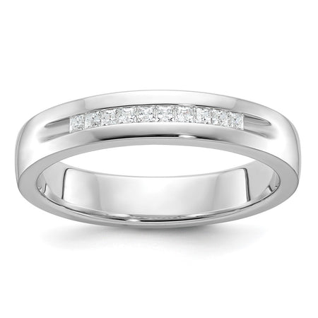 IBGoodman 14k White Gold Men's Polished and Grooved Square 10-Stone Ring Mounting (B90526-4W)