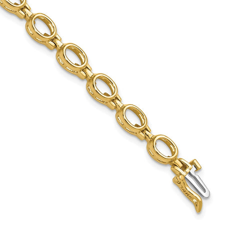 14k Holds 16-6x4 Oval Bezel-set Gemstone 7 inch Bracelet Mounting Only (CB698-7MTG)