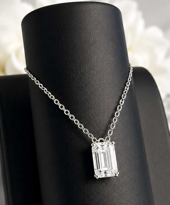 2 Carat Emerald Cut 14K White Gold Diamond Pendant