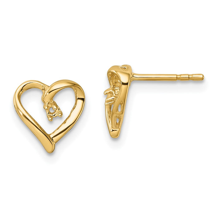 14k Fancy Diamond Heart Earring Mountings (EM5522-005-Y)