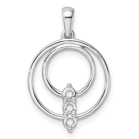 14k White Gold Holds 3-2.7mm Three-Stone Circle Pendant Mounting (PM4708-025-W)
