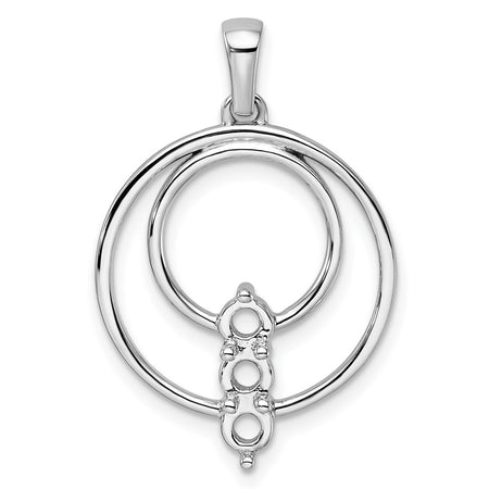 14k White Gold Holds 3-3.2mm Three-Stone Circle Pendant Mounting (PM4708-040-W)