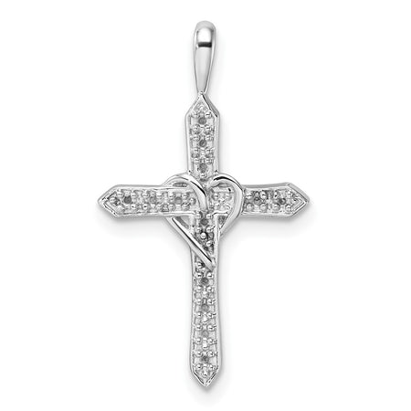 14k White Gold Heart Cross Pendant Mounting (PM4987-010-W)