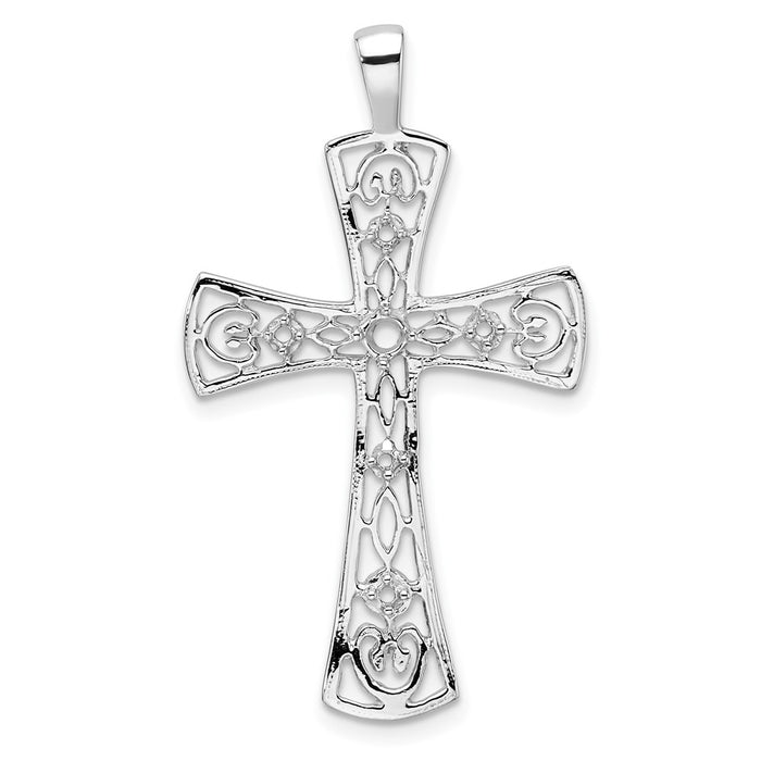 14k White Gold Fancy Cross Pendant Mounting (PM5083-010-W)