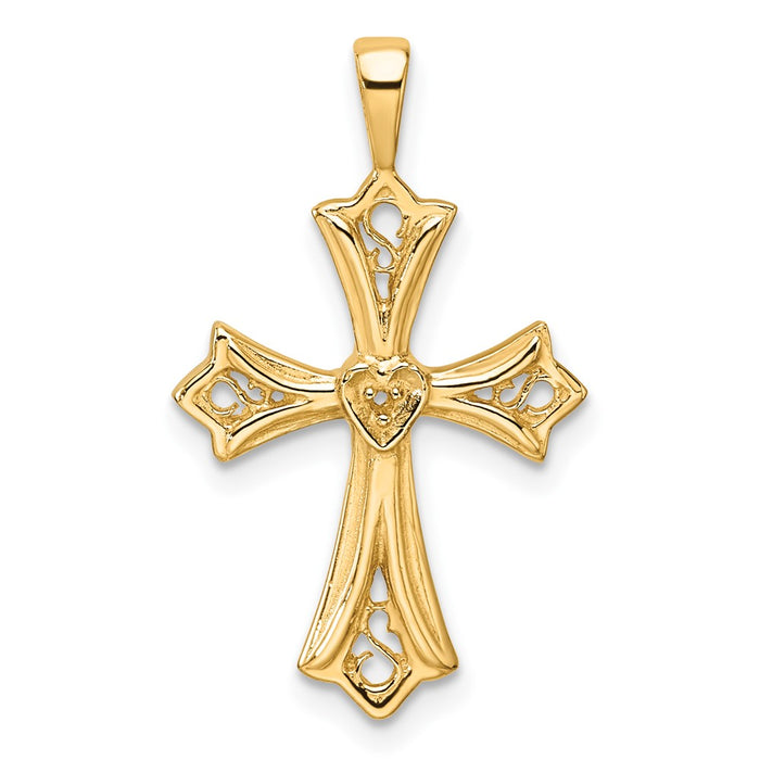 14k Cross w/ Heart Center Pendant Mounting (PM5094-001-Y)