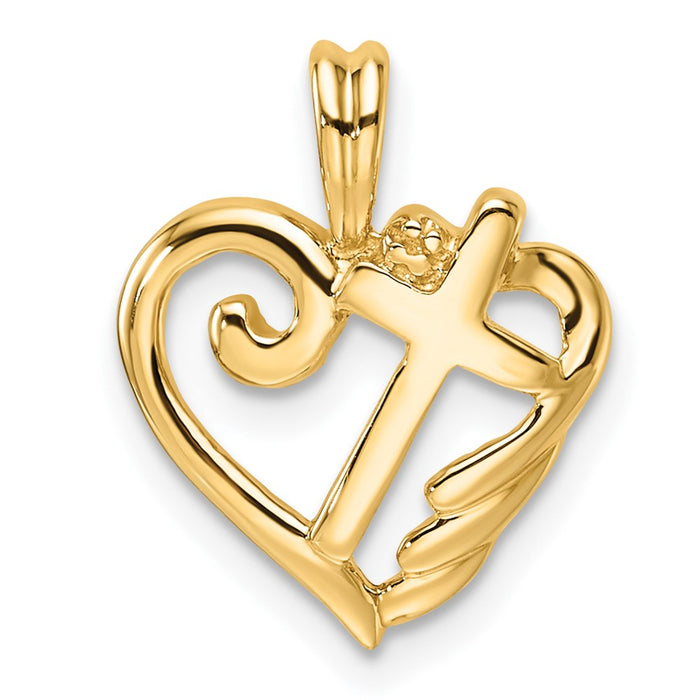 14k Heart with Cross Pendant Mounting (PM5142-001-Y)