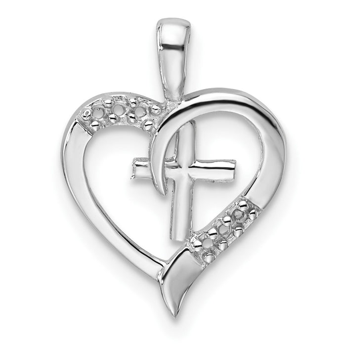 14k White Gold Heart Cross Pendant Mounting (PM5143-004-W)