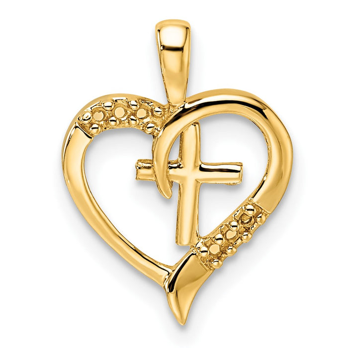 14k Heart Cross Pendant Mounting (PM5143-004-Y)