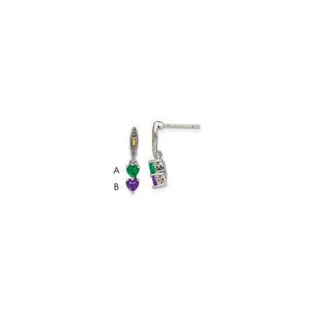 Sterling Silver Antiqued w/14k 2-stone Mother's Earring Mounting (QME16/2)