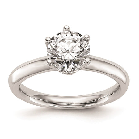 14k White Gold Six-Prong 1 carat center Round Solitaire Engagement Ring Mounting (RM1935E-100-W)
