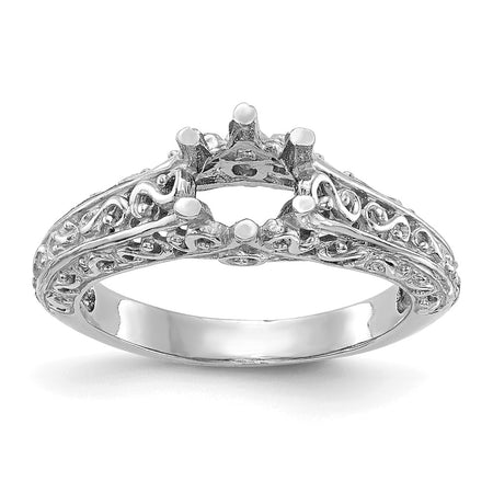 14k White Gold Round Solitaire 5/8 carat Center Vintage Engagement Ring Mounting (RM1947E-075-W)