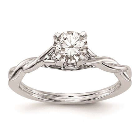 14k White Gold Twist Solitaire Peg Set Engagement Ring Mounting (RM1998E-W)