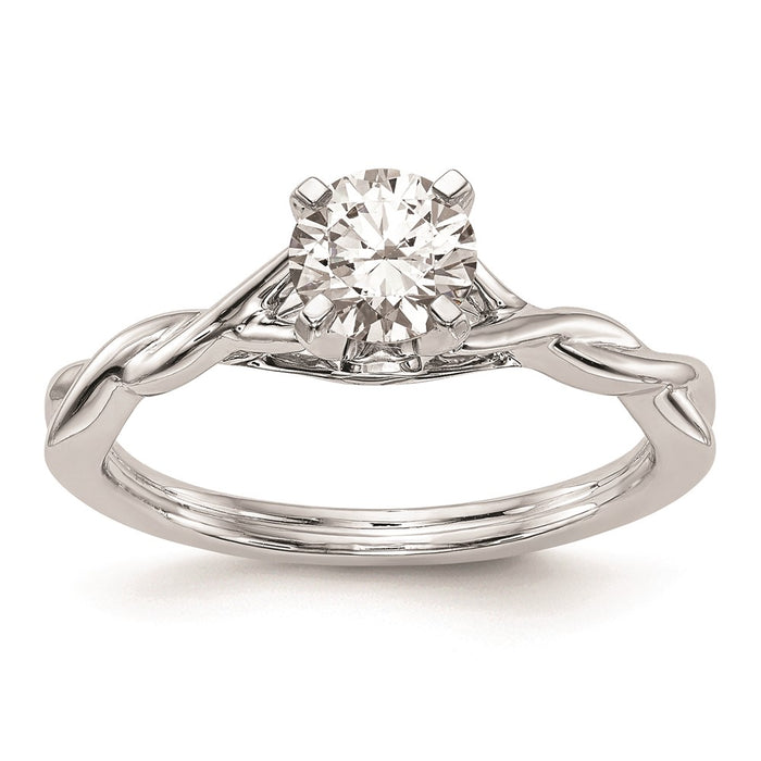 14k White Gold Twist Solitaire Peg Set Engagement Ring Mounting (RM1998E-W)