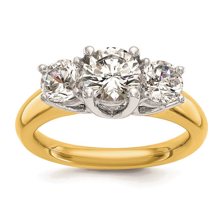 14k Two-tone Three Stone 1/2 carat Center Round and 1/4 carat Side Stone Engagement Ring Mounting (RM2946E-050-YW)
