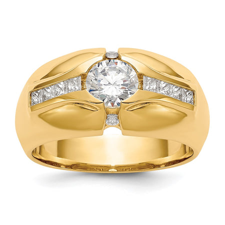 14k (Holds 1-5.5 Round Center, 8-2.0, 2-1.8mm Round) Men's Ring Mounting (RM3502B-045-Y)