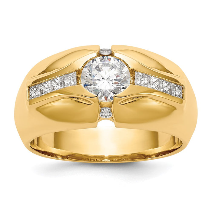 14k (Holds 1-5.5 Round Center, 8-2.0, 2-1.8mm Round) Men's Ring Mounting (RM3502B-045-Y)