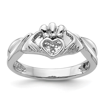 14k White Gold Claddagh Ring Mounting (RM5355-003-W)