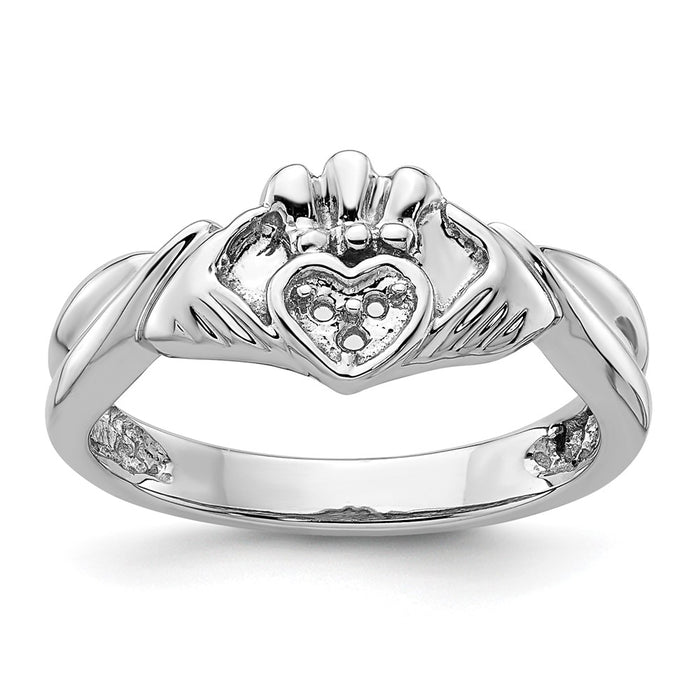 14k White Gold Claddagh Ring Mounting (RM5355-003-W)
