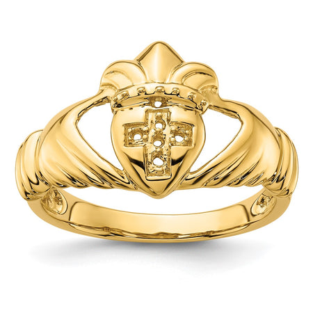 14k Polished .06ct. Diamond Mens Claddagh Ring Mounting (RM5844-005-Y)