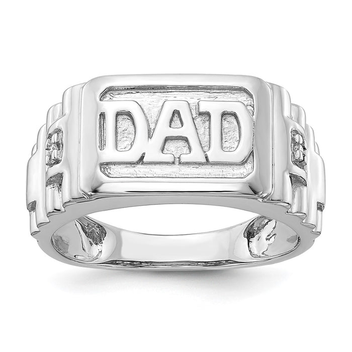 14k White Gold Ridged Sides Mens DAD Ring Mounting (RM5845-001-W)
