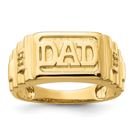 14k Etched Band Polished Mens DAD Ring Mounting (RM5845-001-Y)