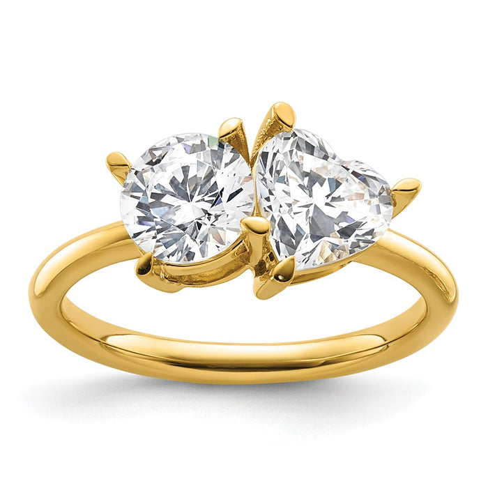 14k Two Stone 1 carat Round and 1 1/8 carat Heart Ring Mounting (RM9957-213-Y)