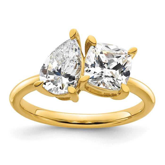 14k Two Stone 1 carat Pear and 1 carat Cushion Ring Mounting (RM9962-211-Y)
