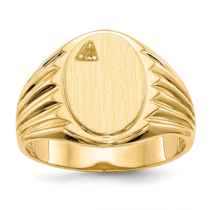 14k 10.0x13.5mm Open Back Diamond Mens Signet Ring Mounting (RS178)