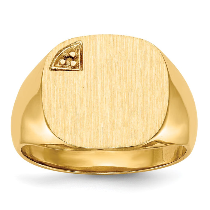 14k 15.0x15.0mm Closed Back Diamond Mens Signet Ring Mounting (RS397)