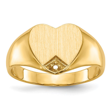 14k .005ct. Diamond Closed Back 9.0x9.0mm Heart Signet Ring Mounting (RS513)