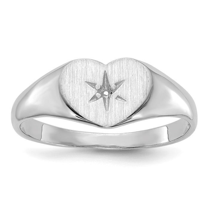 14k White .01ct. Diamond 7.0x10.0mm Open Back Heart Ring Mounting (RS514W)