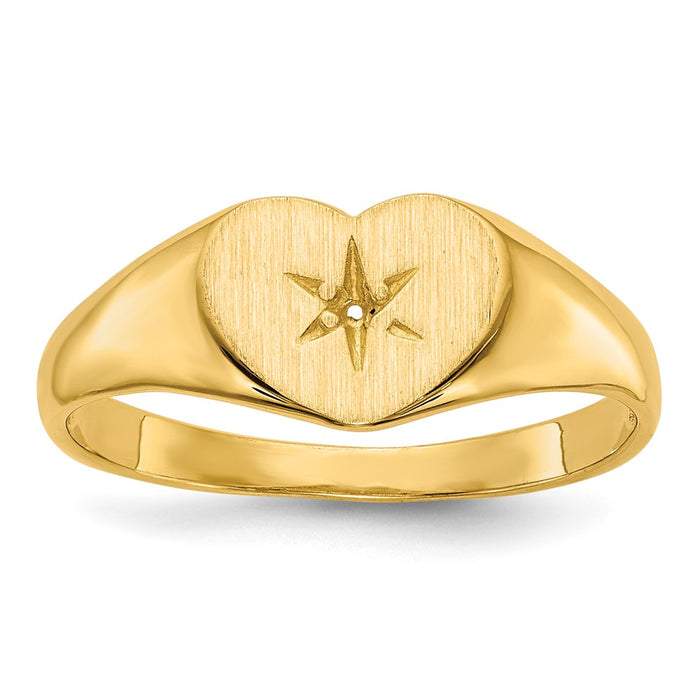 14k .01ct. Diamond 10.0x7.0mm Open Back Heart Signet Ring Mounting (RS514)