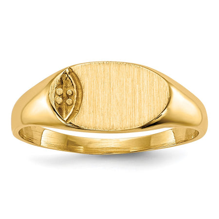 14k Child's .005ct. Diamond 10x6mm Closed Back  Signet Ring Mounting (RS651)