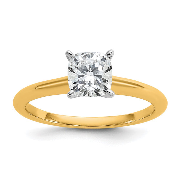 14k Two-Tone 6.5mm Cushion Solitaire Mounting Sz 7 (RM5965C-100-7MTG)