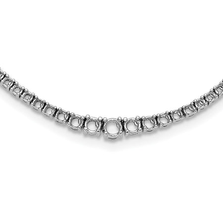 14k White Gold Holds 6.8 carat 1-4.4/2-3.8/2-2.8/4-2.5/138-2.2/2-1.4mm Round Graduated Diamond 16 inch Necklace Mounting (X10011W)