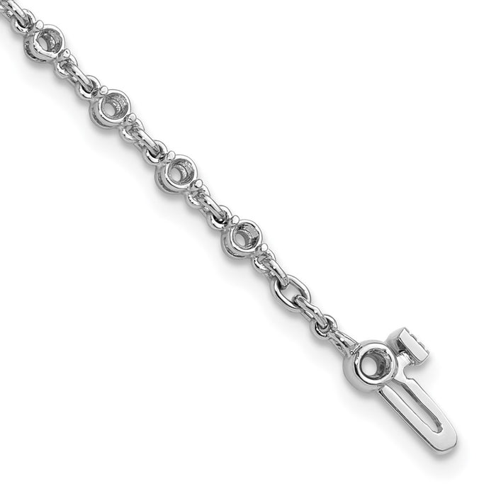14k White Gold Holds 1.4 carat 24-2.5mm Round Diamond 2-prong 7 inch Tennis Bracelet Mounting (X10017W)