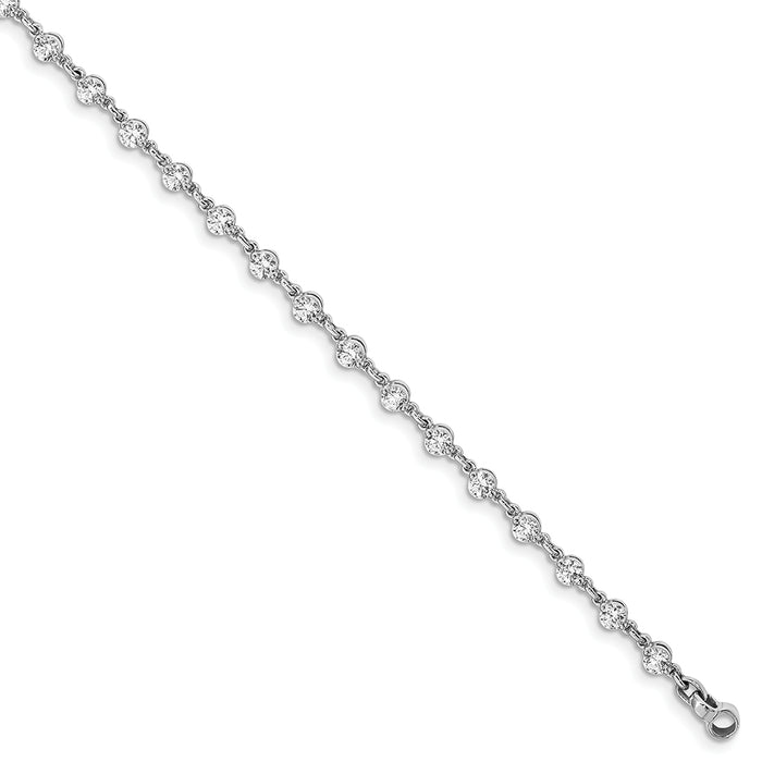 14k White Gold Holds 2.25 carat 22-3.0mm Round Diamond 2-prong 7 inch Tennis Bracelet Mounting (X10018W)