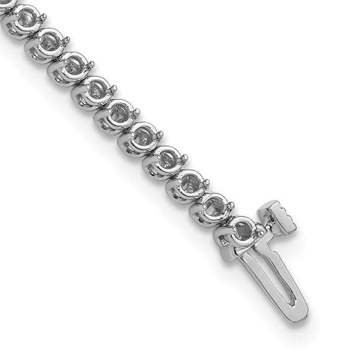 14k White Gold Holds 1.9 carat 68-1.9mm Round Diamond 2-prong 7 inch Tennis Bracelet Mounting (X10019W)