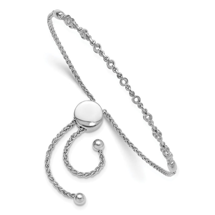 14k White Gold Holds 1/2 carat 9-2.5mm Round Stones Adjustable Bracelet Mounting (X10025W)