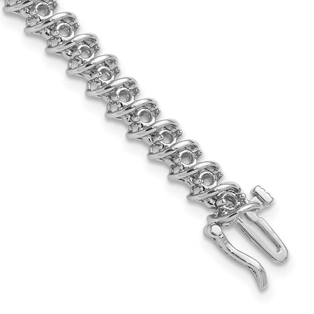 14k White Gold Holds 1.95 carat 50-2.1mm Round Diamond Fancy Spiral 7 inch Tennis Bracelet Mounting (X2002W)