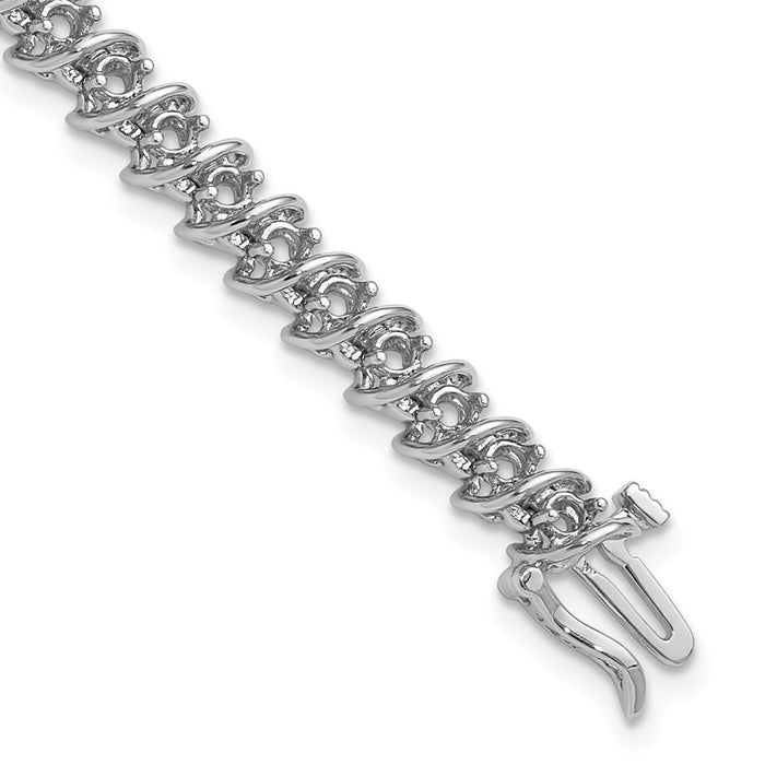 14k White Gold Holds 2.25 carat 43-2.4mm Round Diamond Fancy Spiral 7 inch Tennis Bracelet Mounting (X2003W)