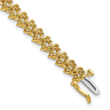 14k Holds 2.25 carat 43-2.4mm Round Diamond Fancy Spiral 7 inch Tennis Bracelet Mounting (X2003)