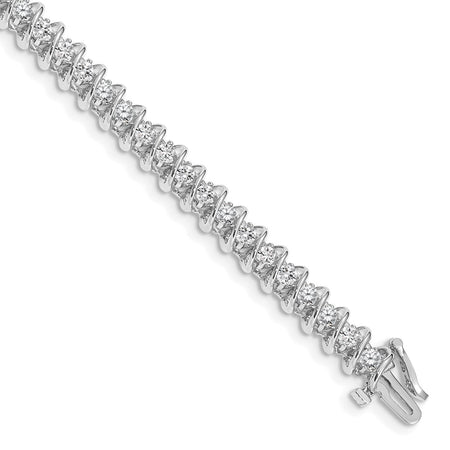 14k White Gold Holds 3.31 carat 42-2.7mm Round Diamond Fancy Spiral 7 inch Tennis Bracelet Mounting (X2004W)