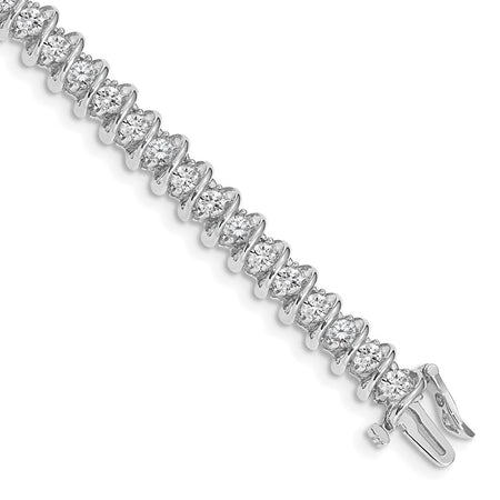 14k White Gold Holds 3.72 carat 40-2.9mm Round Diamond Fancy Spiral 7 inch Tennis Bracelet Mounting (X2005W)