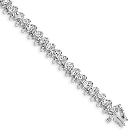 14k White Gold Holds 5 carat 36-3.3mm Round Diamond Fancy Spiral 7 inch Tennis Bracelet Mounting (X2006W)
