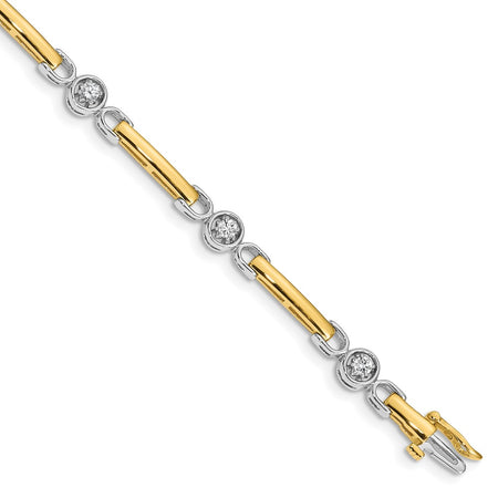 14k Two-tone Holds 1/2 carat 6-2.75mm Round Diamond Bar 7 inch Tennis Bracelet Mounting (X2017)