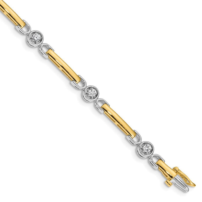 14k Two-tone Holds 1/2 carat 6-2.75mm Round Diamond Bar 7 inch Tennis Bracelet Mounting (X2017)