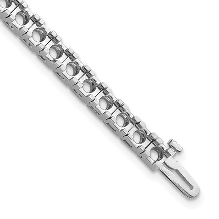 14k White Gold Holds 6.6 carat 44-3.4mm Round Diamond 4-prong 7 inch Tennis Bracelet Mounting (X2044W)